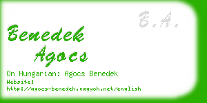 benedek agocs business card